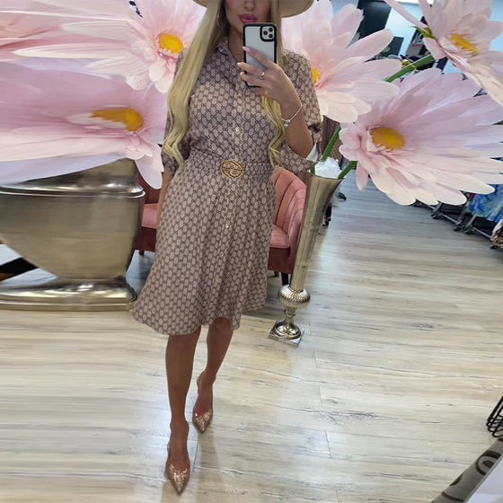 Lapel Diamond Shirt Dress