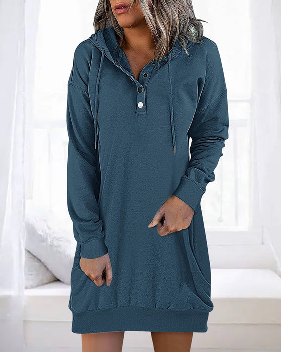 Solid color long hoodie