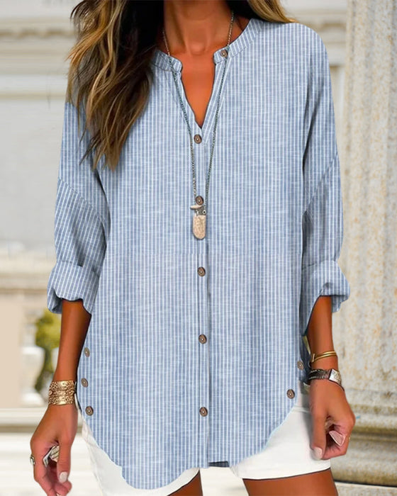 V-neck stripe print top