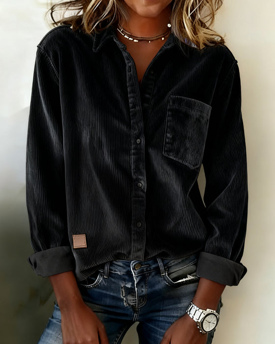 Fashionable Corduroy Lapel Shirt
