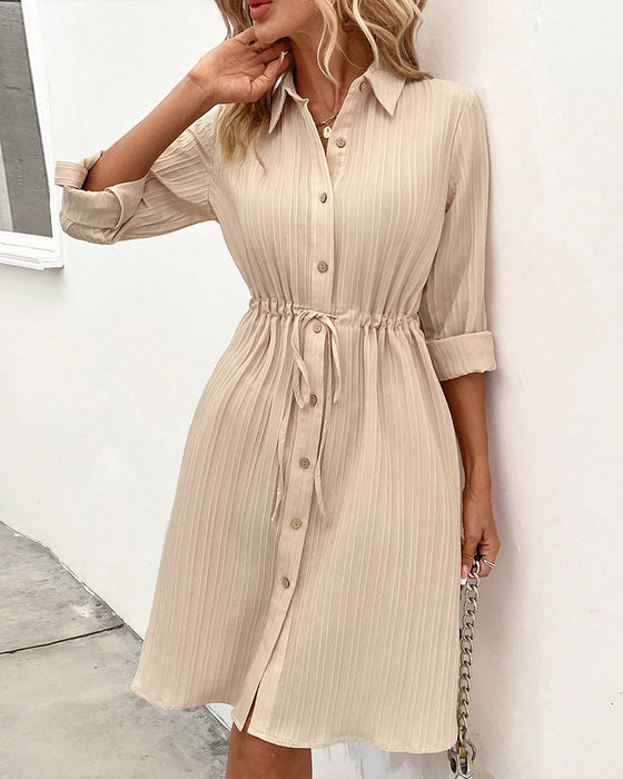 Solid color shirt dress