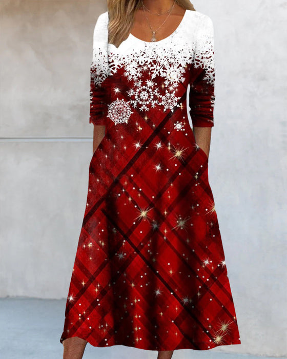 Snowflake print midi dress