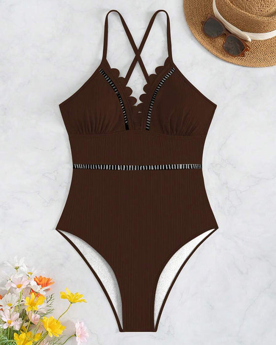 One-Piece Solid Color Sexy Hollow Swimsuit