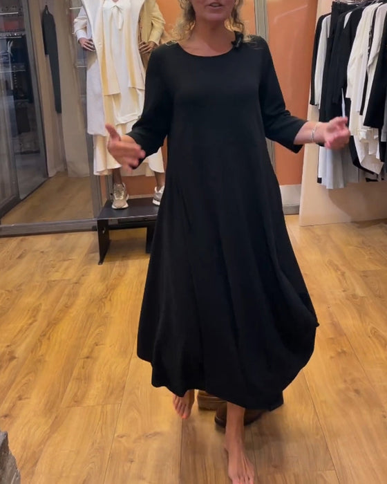 Long-sleeved crew neck dress