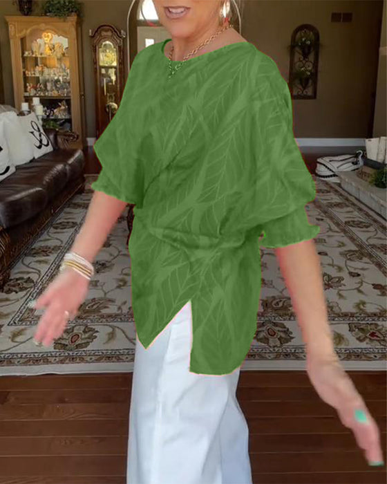 Round Neck Loose Print Blouse