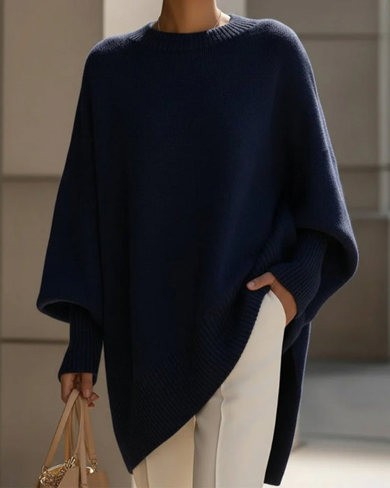 Round Neck Loose Mid-Length Pullover