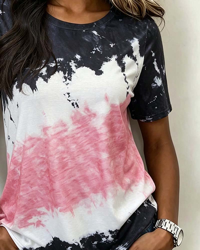 Crew Neck Tie-Dye Short Sleeve T-Shirt