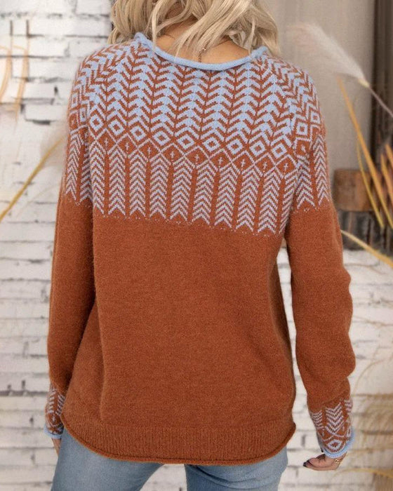 Elegant printed pullover sweater