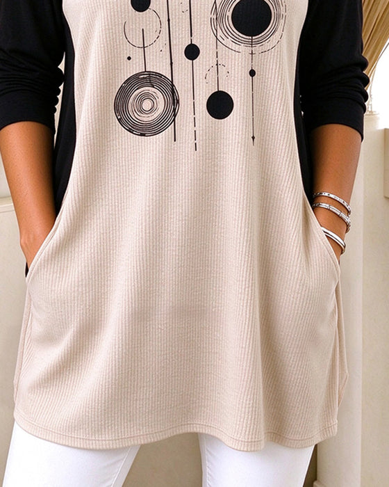 Color-Block Print Casual Top
