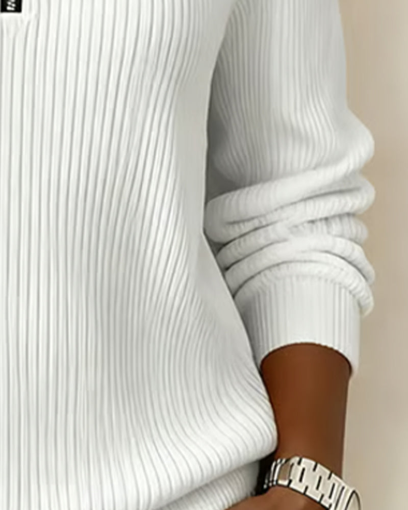 Half-Zip Solid Color Casual Sweatshirt