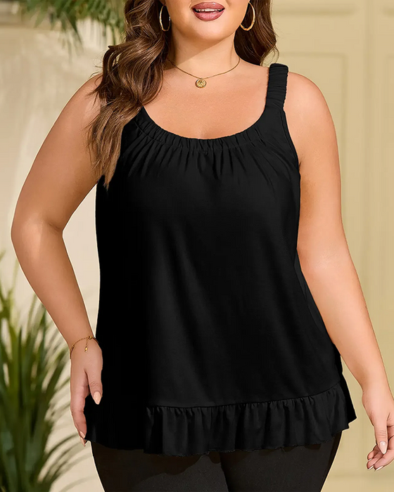 Ruffle Trim Casual Tank Top