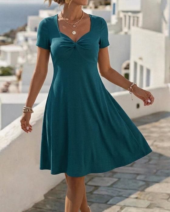 Casual Twist Knot V-Neck Dress