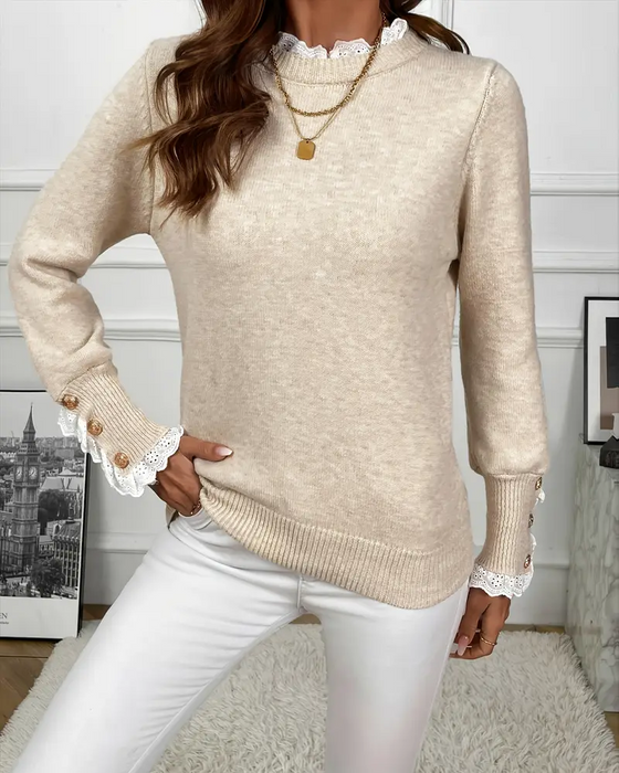 Elegant Lace-Trimmed Sweater
