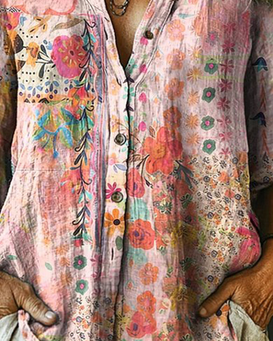 Artistic Floral Print Shirt