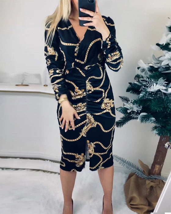 Slit waist-hugging dress