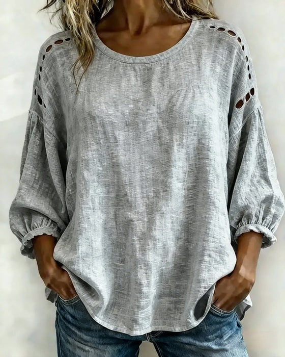 Hollow 100% Cotton Blouse