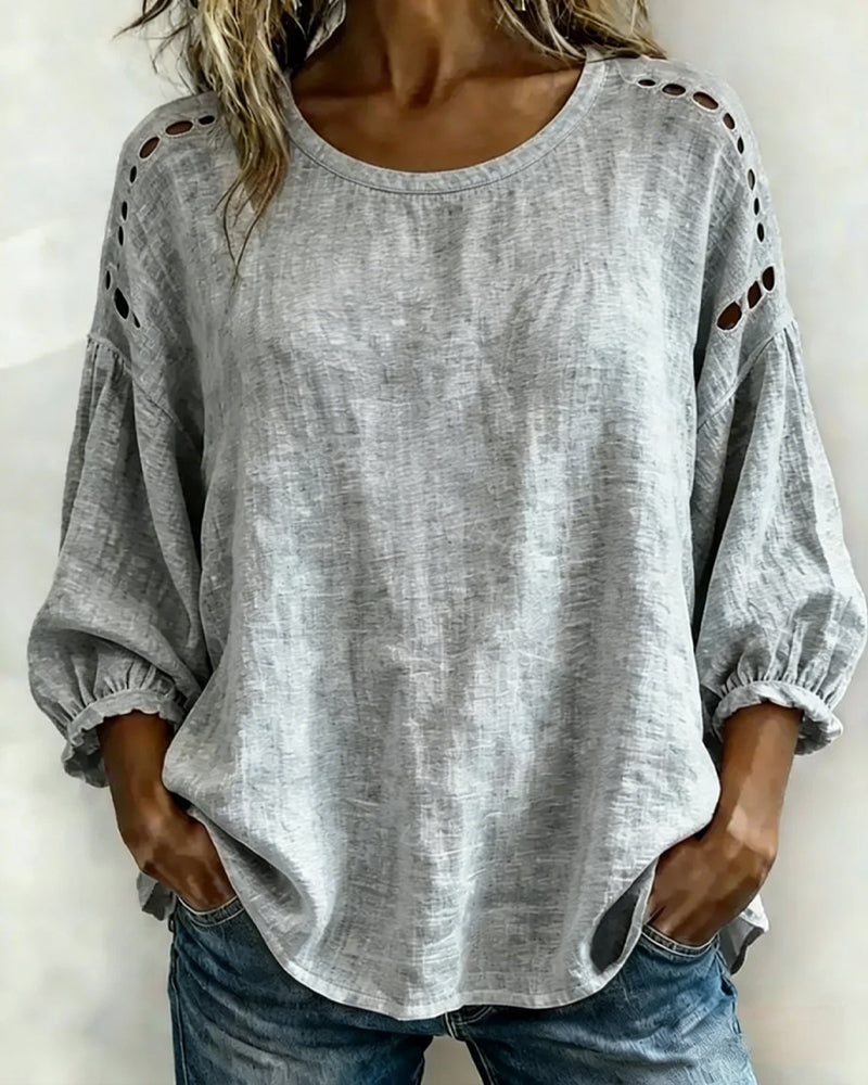 Hollow 100% Cotton Blouse