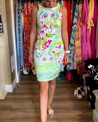 Sleeveless Slim Floral Above-knee Dress