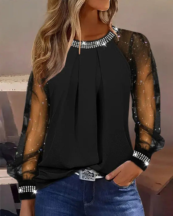 Stylish Mesh Top with Sequin