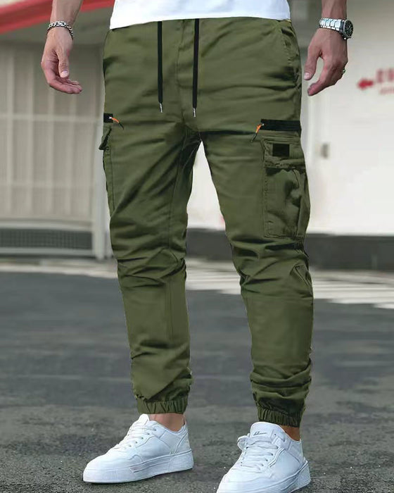 Men's Elastic Cuff Solid Color Relaxed Pant