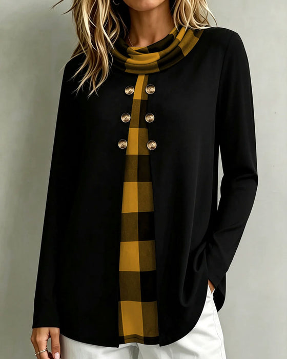 Plaid 2 In 1 Long-Sleeved Top