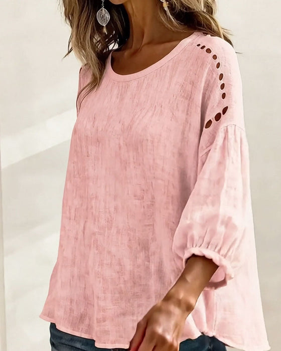 Hollow 100% Cotton Blouse