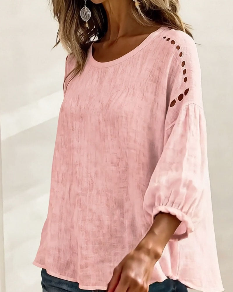 Hollow 100% Cotton Blouse