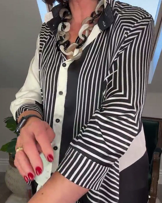 Fashion printed button irregular patchwork shirt