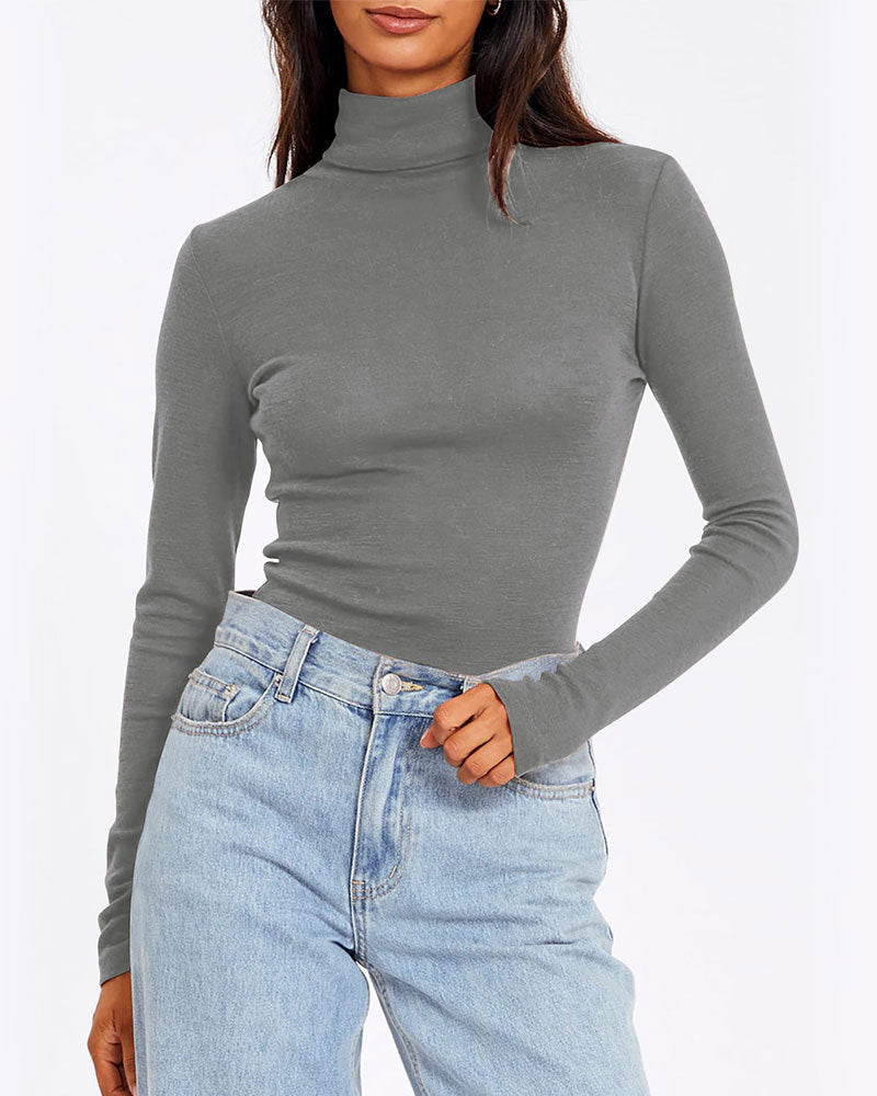 Solid Color Half Turtleneck Bottoming Top