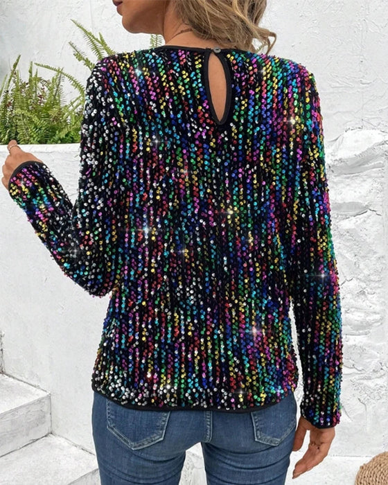 Contrasting color crew neck top