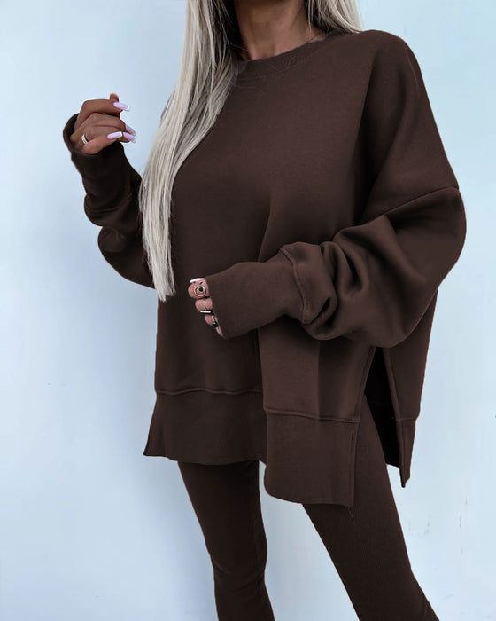 Slim Pants Loose Sweatshirt Set