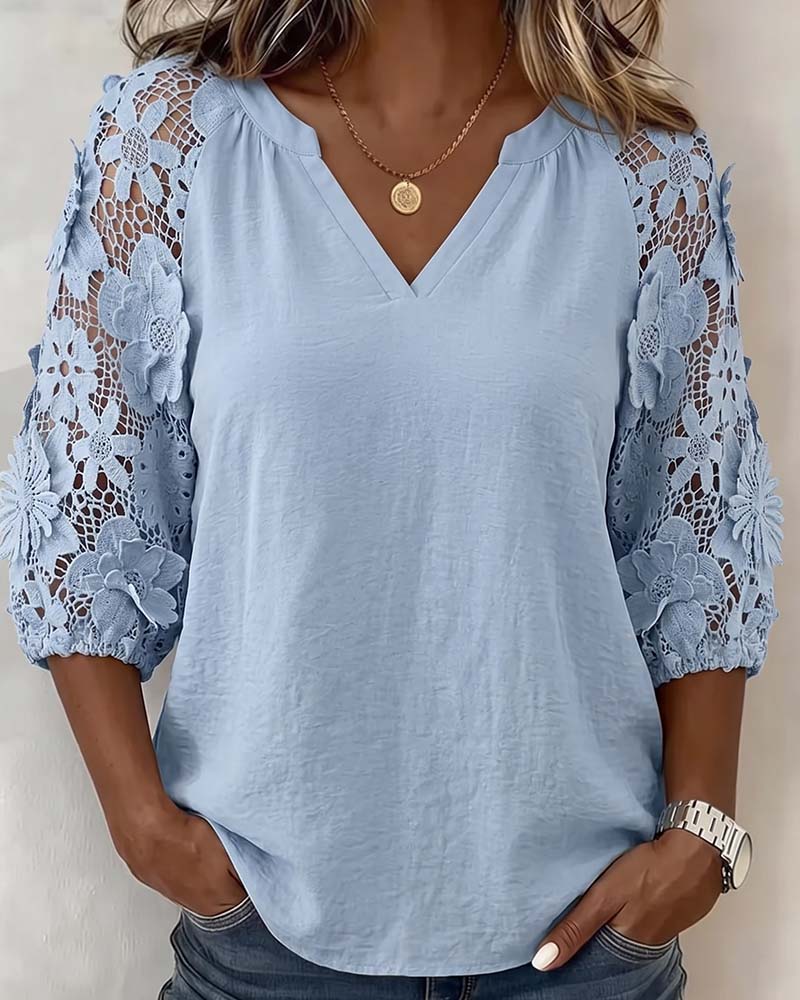 Floral Patchwork Casual Blouse