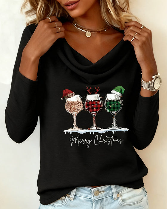 Stacked Collar Printed Wine Glass Top