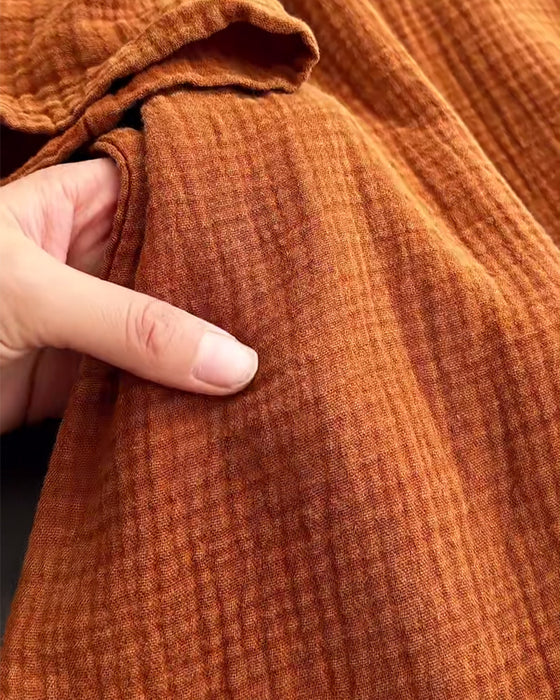 Lapel Solid Color Simple Long Sleeve Dress