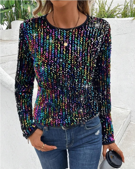 Contrasting color crew neck top