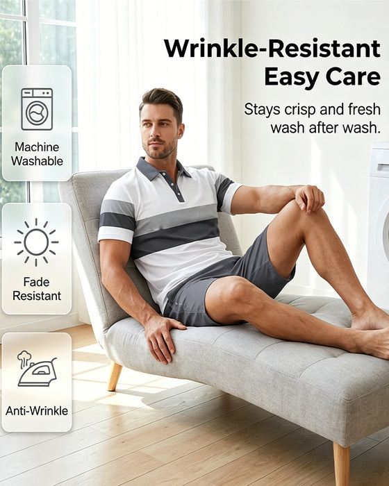 Striped Polo Men's Shorts Set
