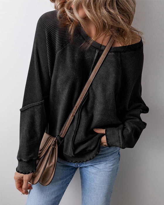 Reverse Seam Patchwork Casual Sweatshirts