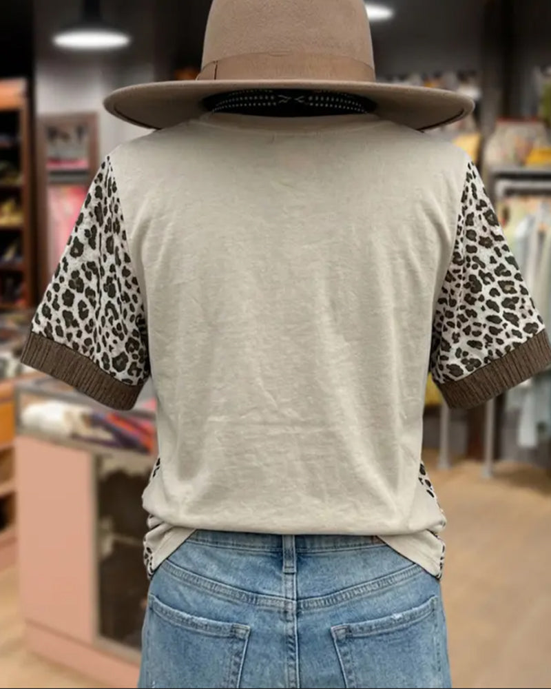Leopard Patchwork Lace T-Shirt