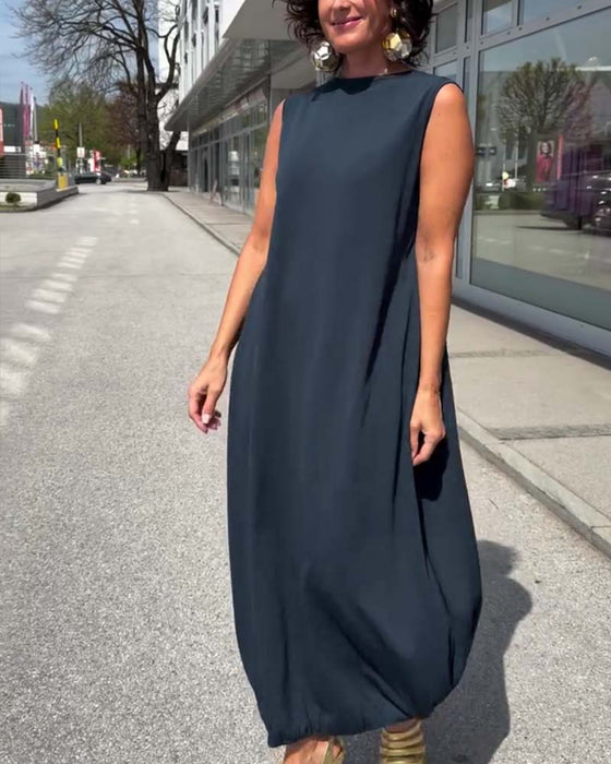 Mock Neck Sleeveless Loose Dress