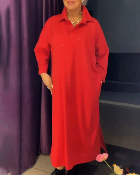 Casual shirt collar dress