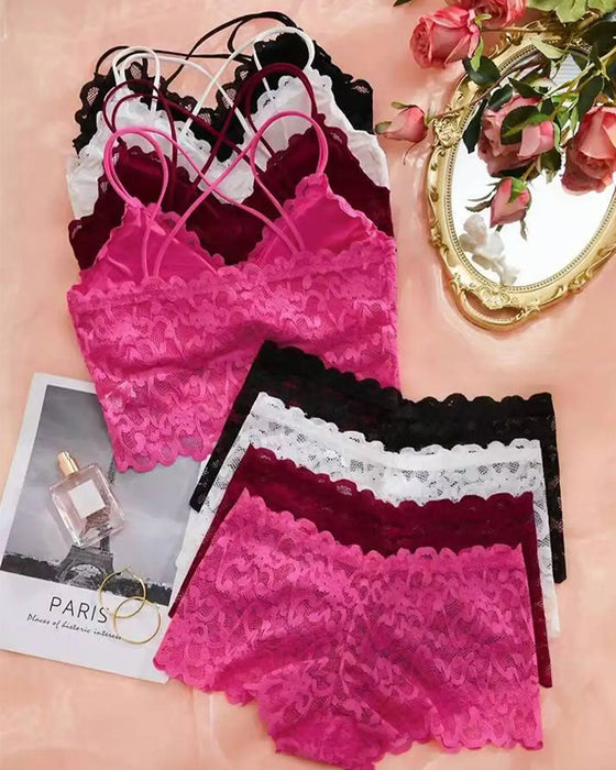 Lace Cutout Back Lingerie Set