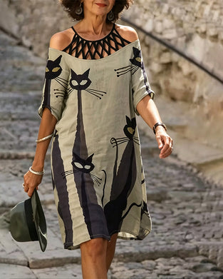 Casual Printed Hollow Dress