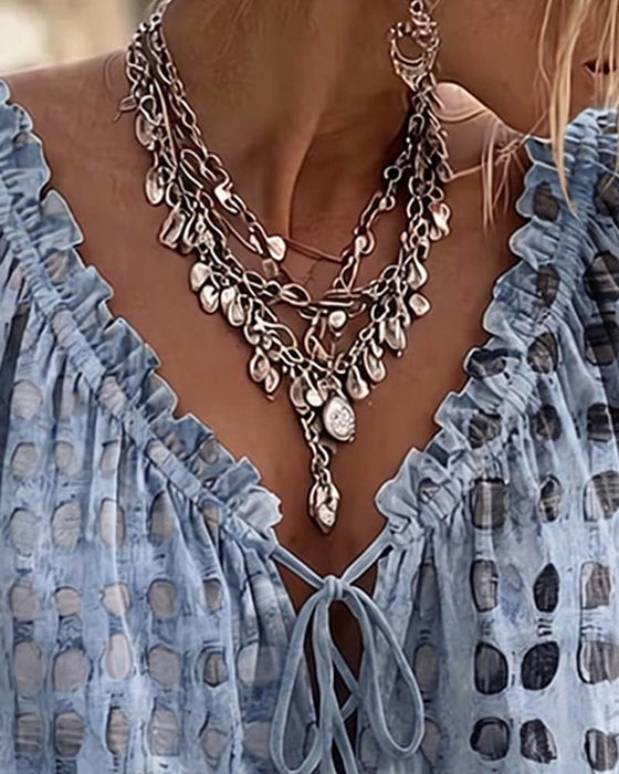 Polka Dot Lace Up Blouse
