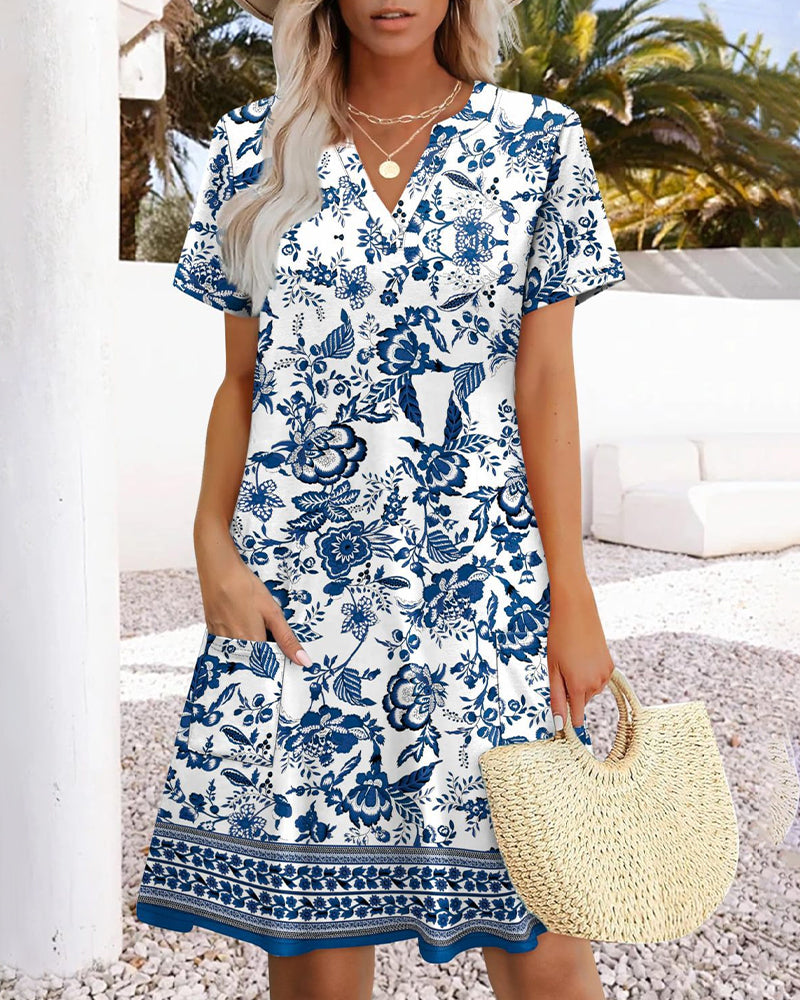 Casual V-Neck Short-Sleeve Dress