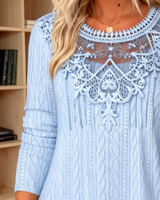 Jacquard Diamond Lace Patchwork T-Shirt