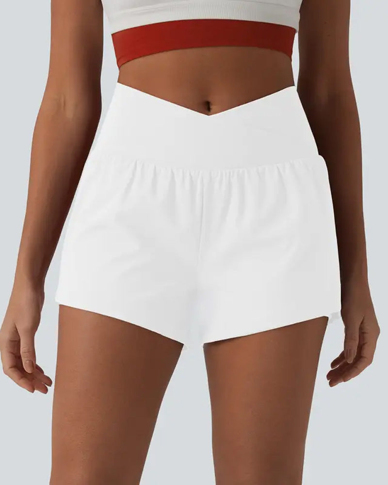Solid Color Mid Waist Shorts