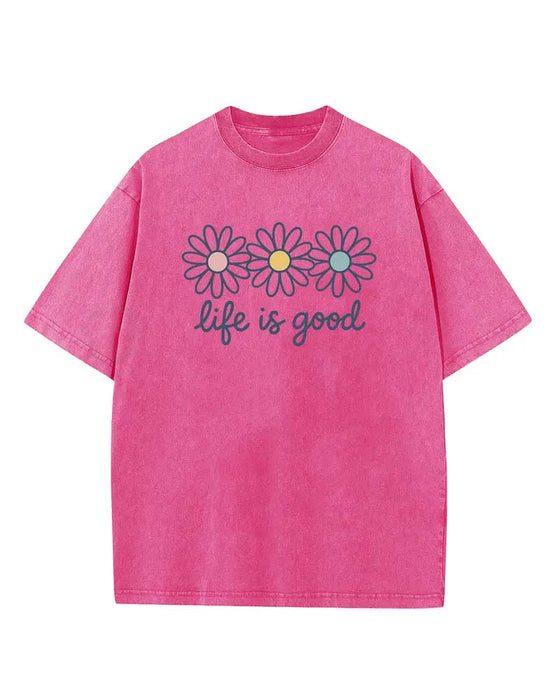 Daisy Print Casual Distressed T-Shirt