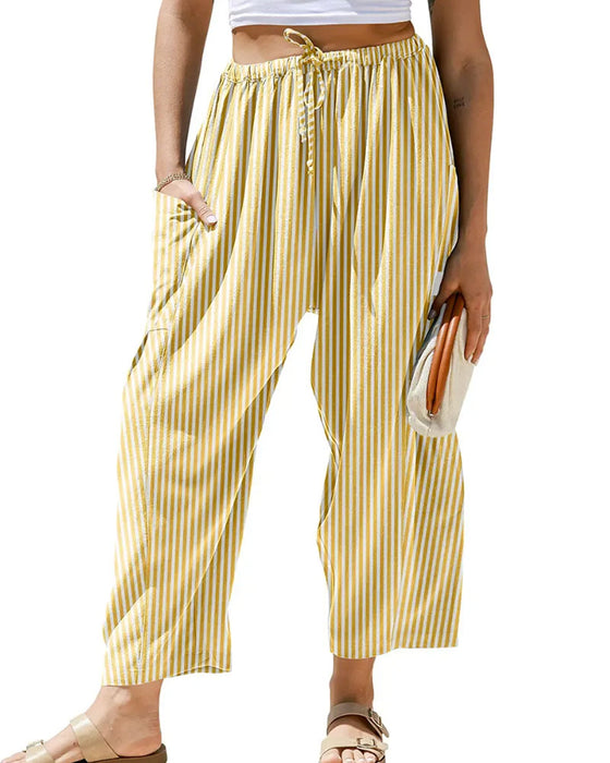 Casual Plaid Print Cropped Pants