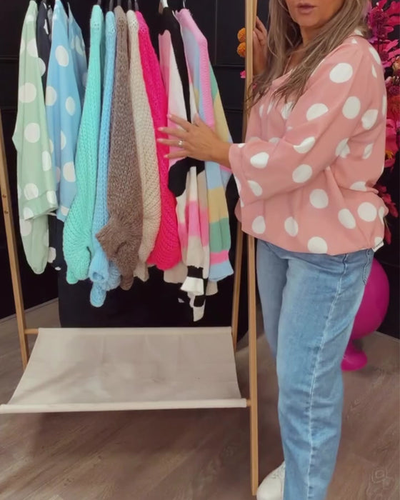 V-Neck Polka-Dot Loose Blouse