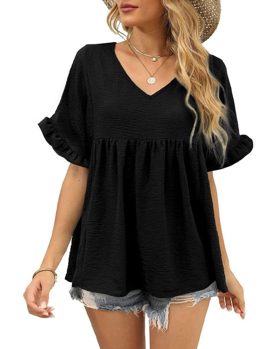 Casual Ruffle Loose Fit Blouse